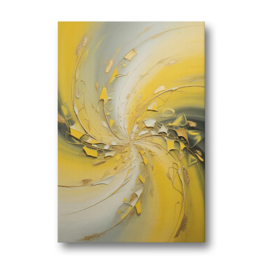 Swirling Elegance Yellow Abstract - Canvas Wall Art - Front