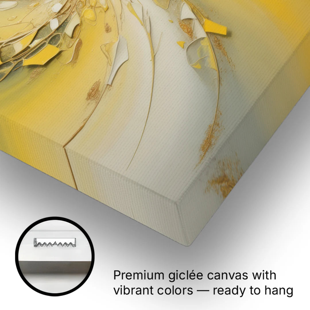 Swirling Elegance Yellow Abstract - Canvas Wall Art - Gallery Wrap Corner