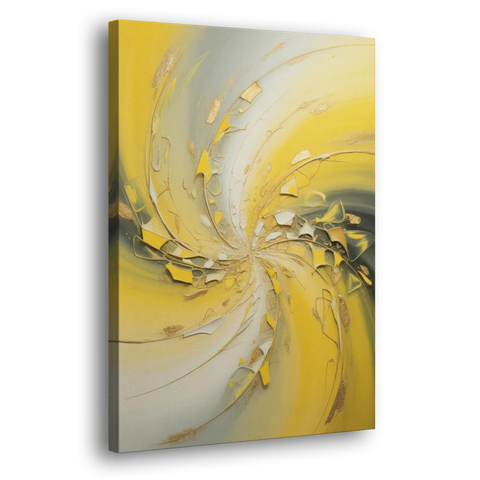 Swirling Elegance Yellow Abstract - Canvas Wall Art - Side