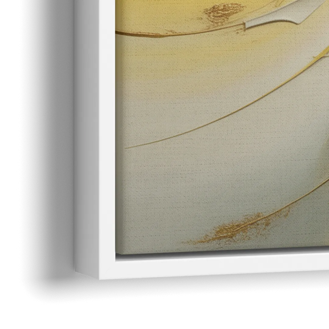 Swirling Elegance Yellow Abstract - Close-Up White Frame Canvas