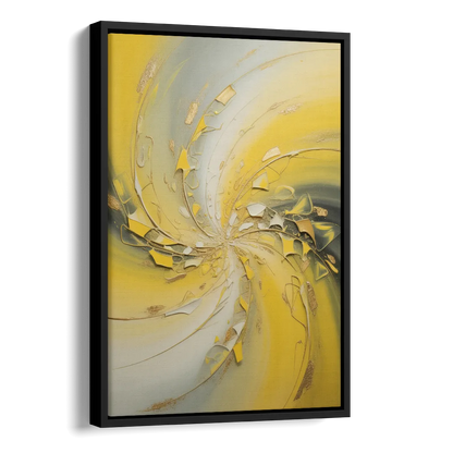 Swirling Elegance Yellow Abstract Side - Black Canvas Wall Art