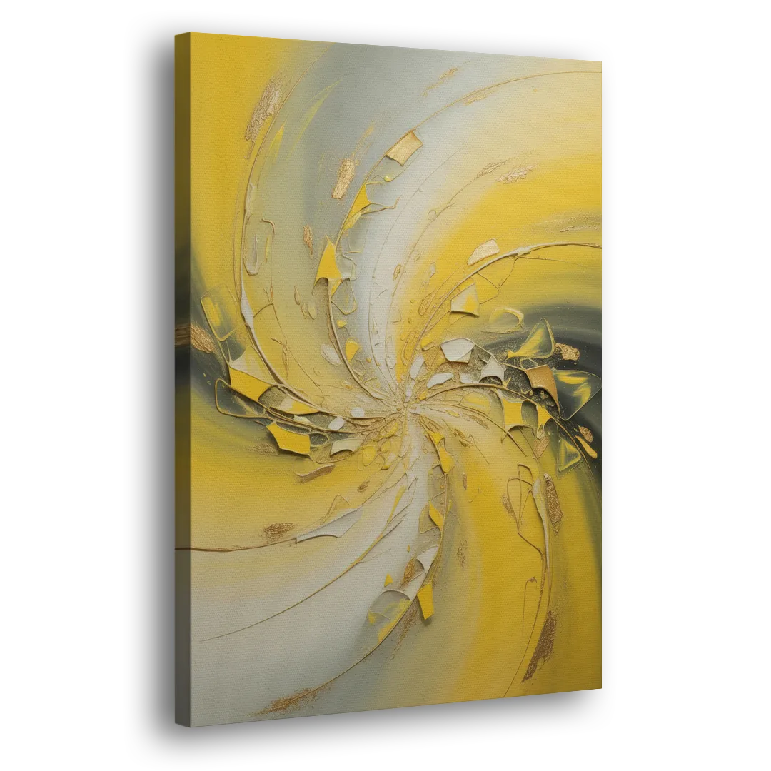 Swirling Elegance Yellow Abstract Side - Canvas Wall Art