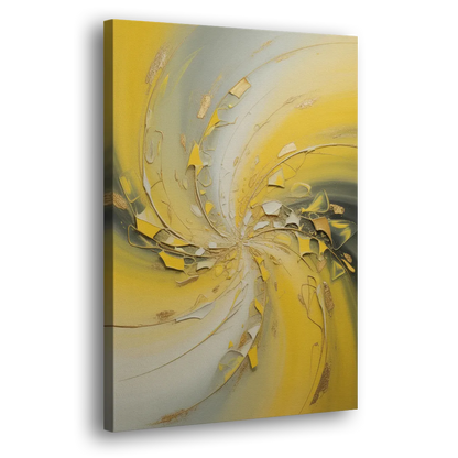 Swirling Elegance Yellow Abstract Side - Canvas Wall Art