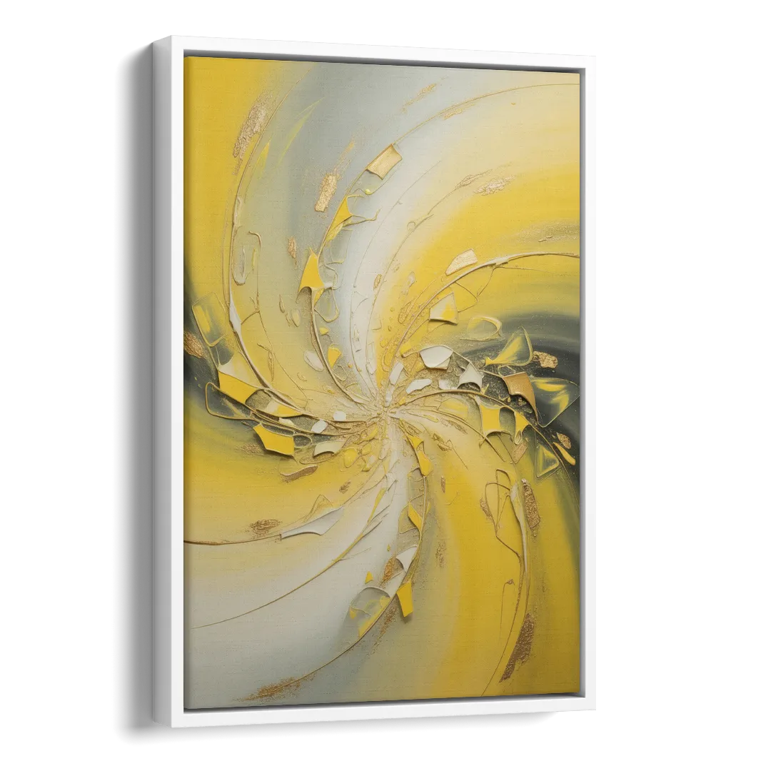 Swirling Elegance Yellow Abstract Side - White Canvas Wall Art