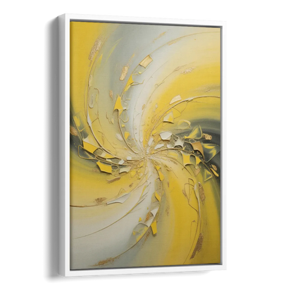 Swirling Elegance Yellow Abstract Side - White Canvas Wall Art