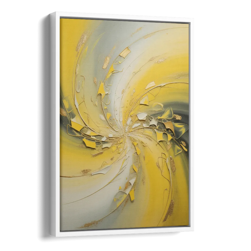 Swirling Elegance Yellow Abstract Side - White Canvas Wall Art