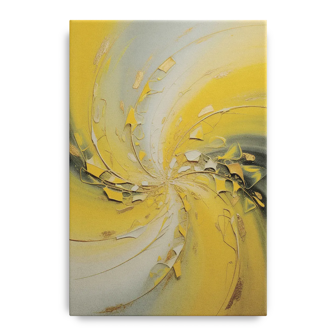 Swirling Elegance Yellow Abstract Front - Canvas Wall Art