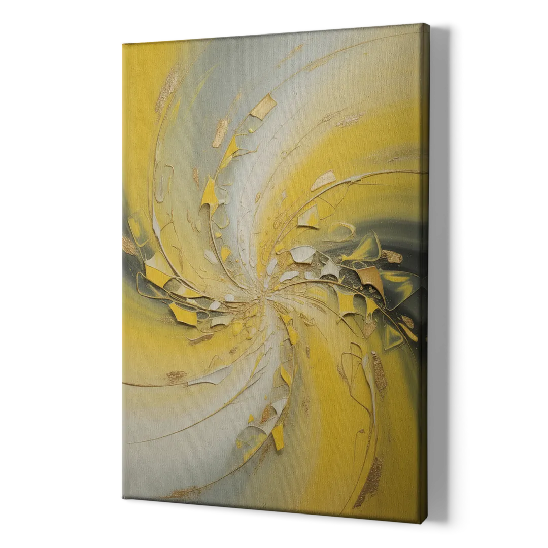 Swirling Elegance Yellow Abstract - Canvas Print Art Sides