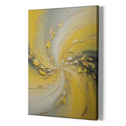 Swirling Elegance Yellow Abstract - Canvas Print Art Sides