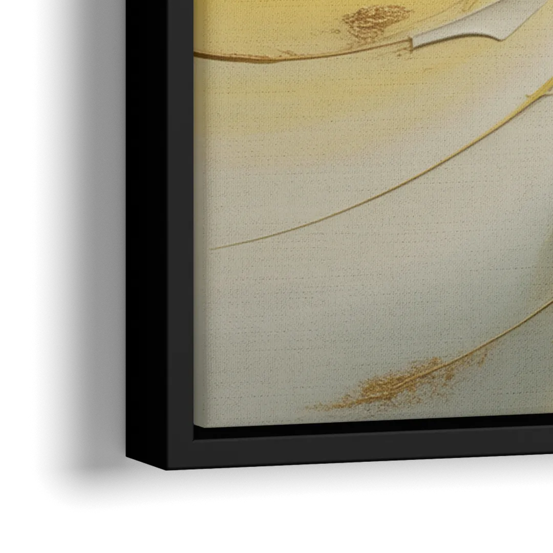 Swirling Elegance Yellow Abstract - Close-Up Black Frame Canvas