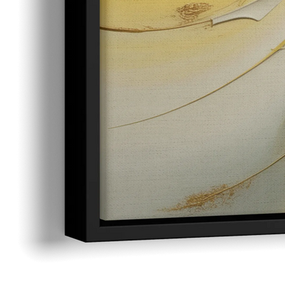 Swirling Elegance Yellow Abstract - Close-Up Black Frame Canvas