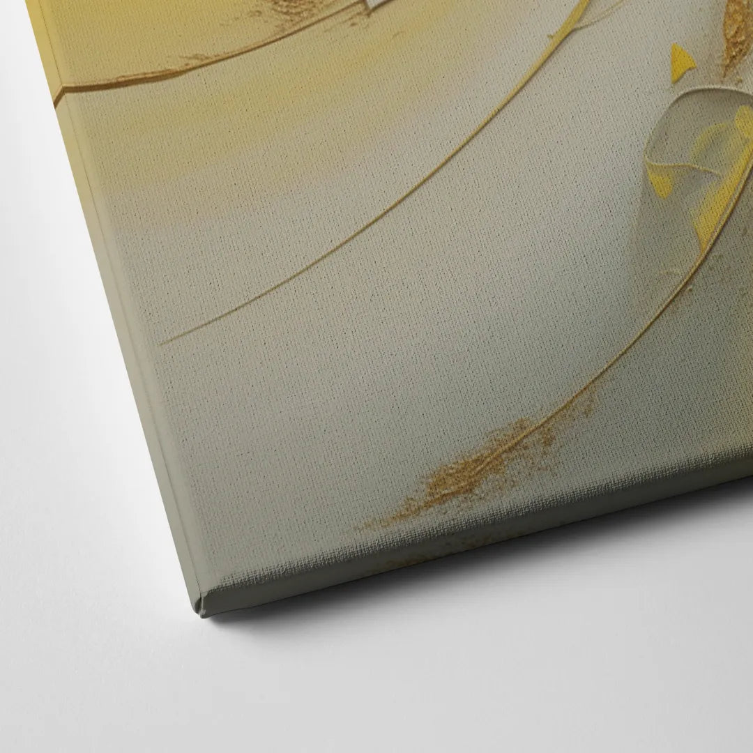 Swirling Elegance Yellow Abstract Canvas Close Up