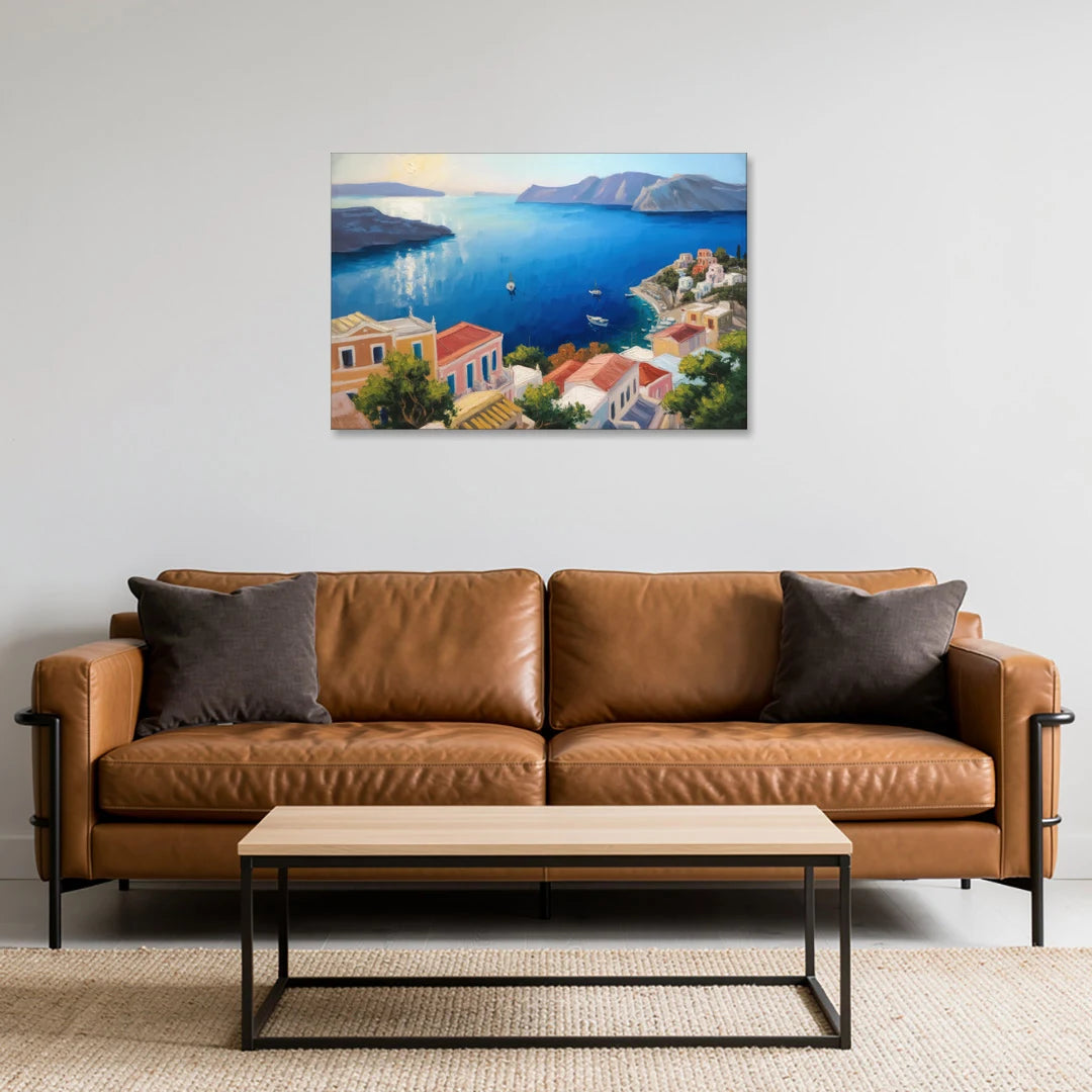 Symi Island Escape - Canvas Wall Art - Sofa - 36x24