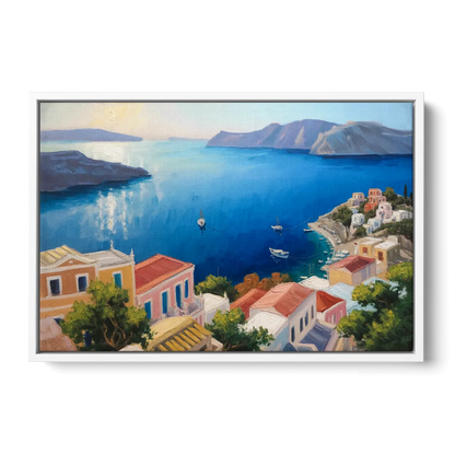 Symi Island Escape Front - White Canvas Wall Art
