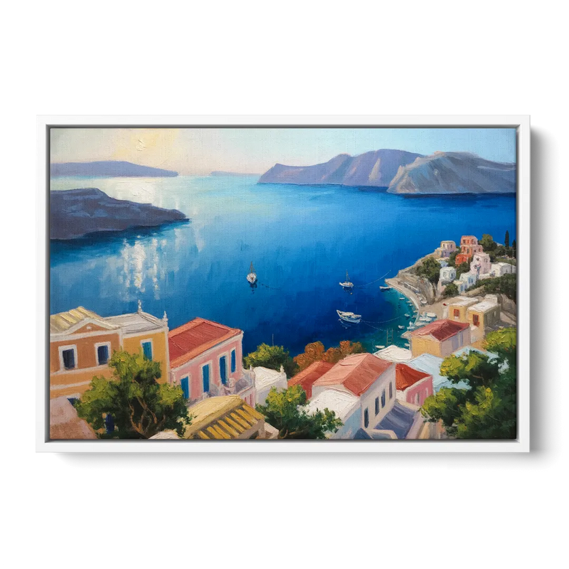 Symi Island Escape Front - White Canvas Wall Art