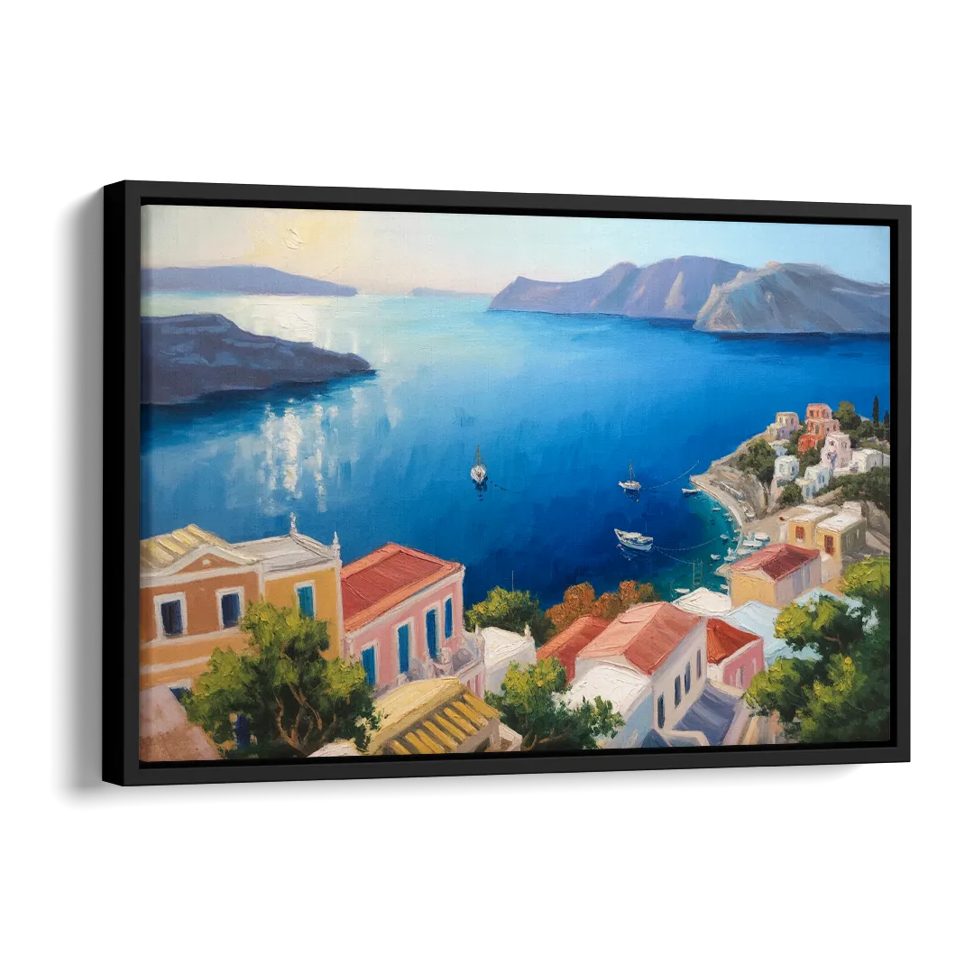 Symi Island Escape Side - Black Canvas Wall Art