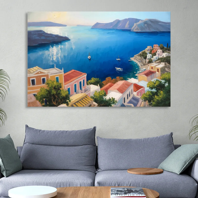 Symi Island Escape Sitting Room - Canvas Wall Art