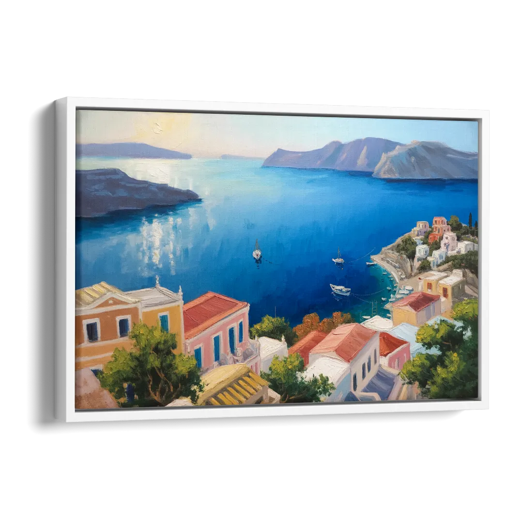 Symi Island Escape Side - White Canvas Wall Art