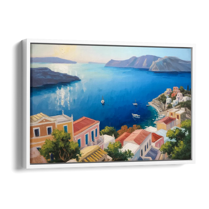 Symi Island Escape Side - White Canvas Wall Art