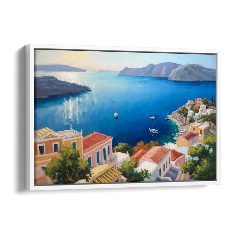 Symi Island Escape Side - White Canvas Wall Art