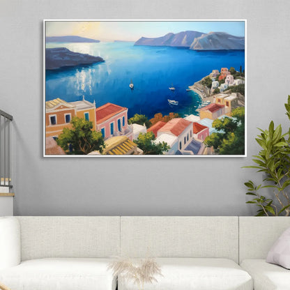 Symi Island Escape Living Room - White Canvas Wall Art