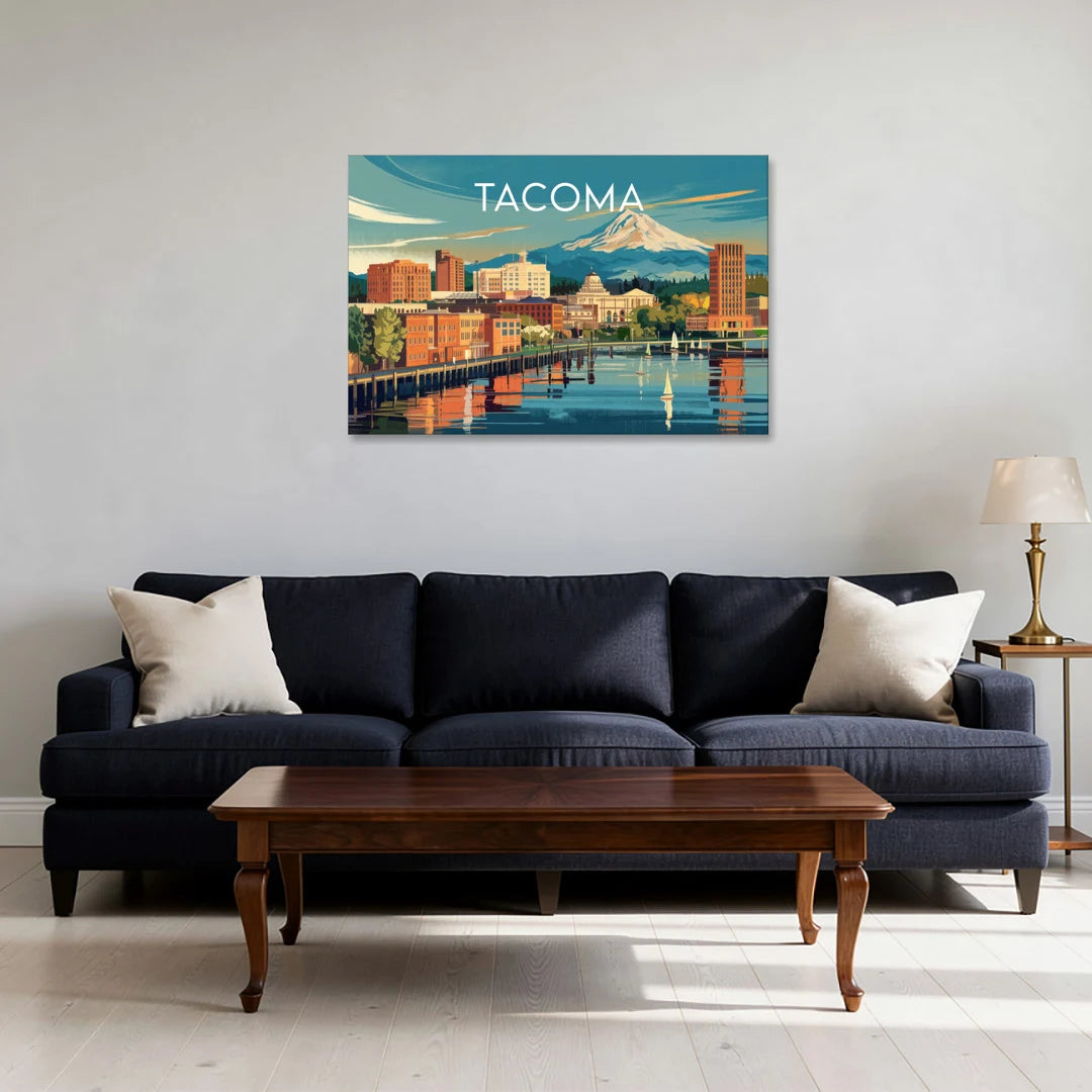 Tacoma Downtown Charm - Canvas Wall Art - Sofa - 36x24
