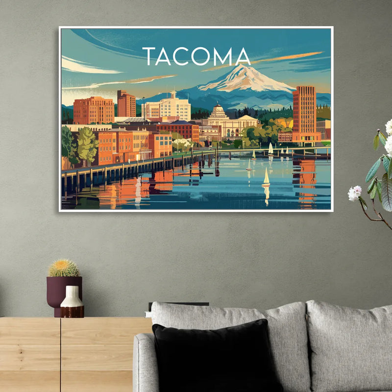 Tacoma Downtown Charm Living Room - White Canvas Wall Art