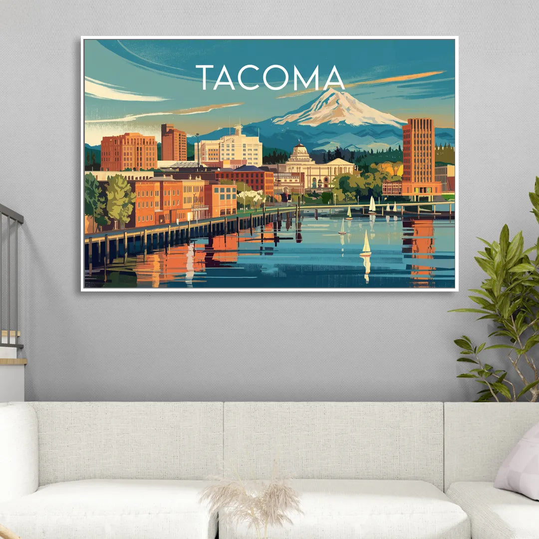 Tacoma Downtown Charm Sitting Room - White Canvas Wall Art