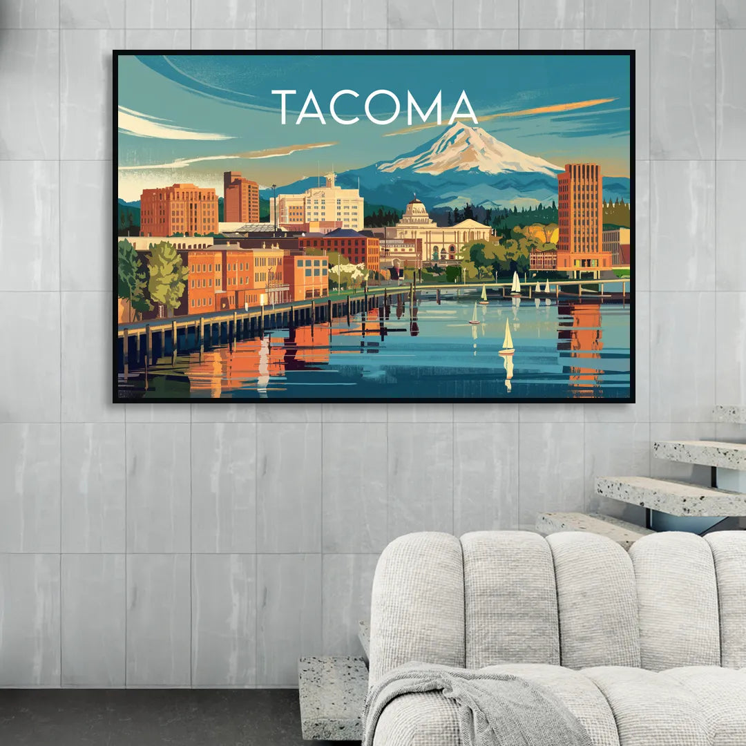 Tacoma Downtown Charm Sitting Room - Black Canvas Wall Art