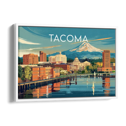Tacoma Downtown Charm Side - White Canvas Wall Art