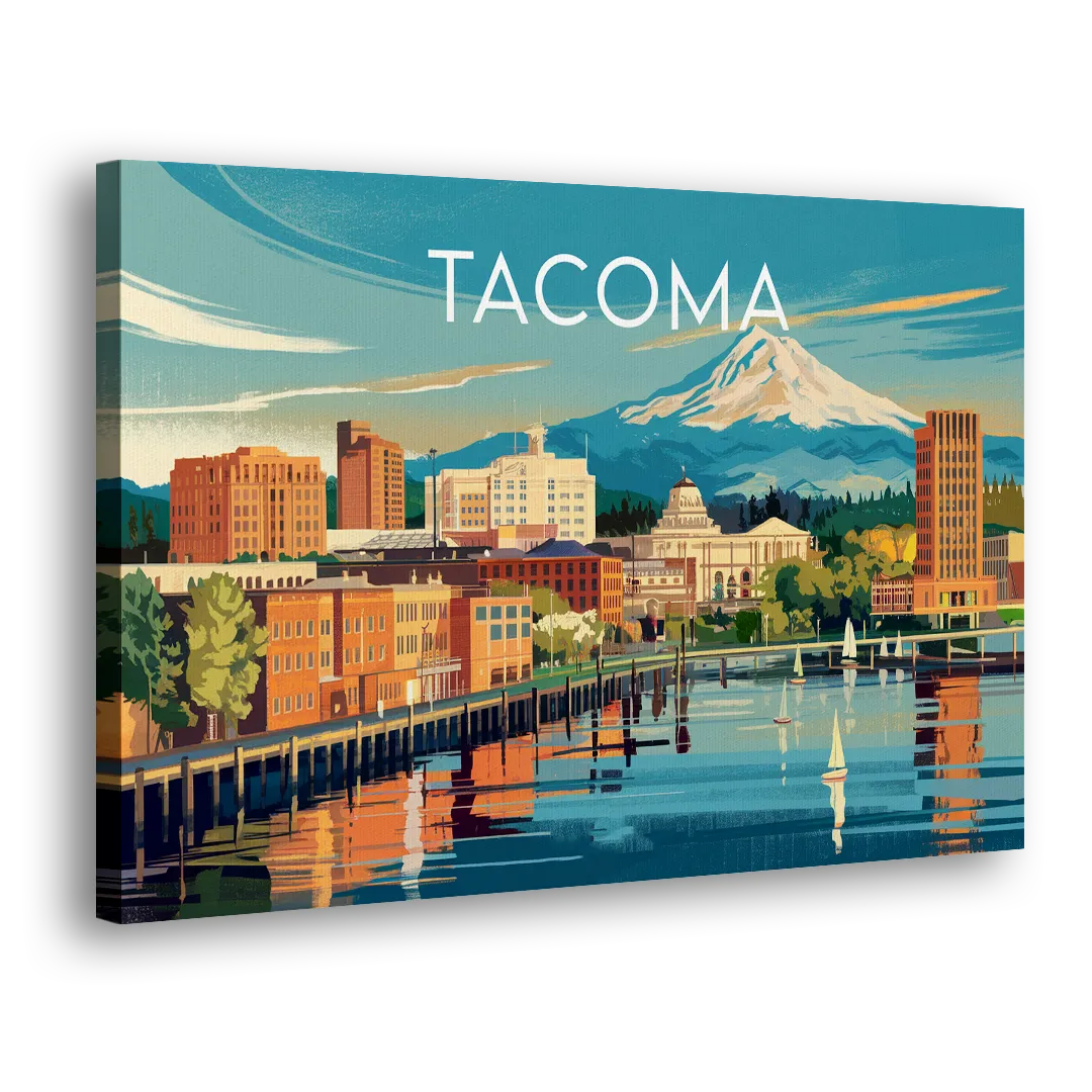 Tacoma Downtown Charm Side - Canvas Wall Art