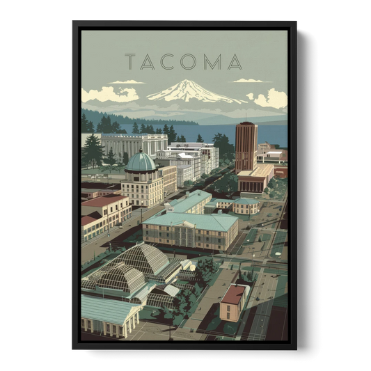Tacoma Historic Landmarks - Black Framed Canvas Wall Art - Front