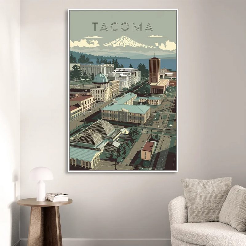 Tacoma Historic Landmarks Sitting Room - White Canvas Wall Art