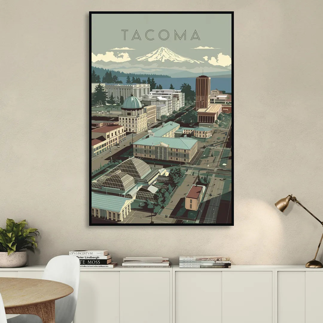 Tacoma Historic Landmarks Sitting Room - Black Canvas Wall Art