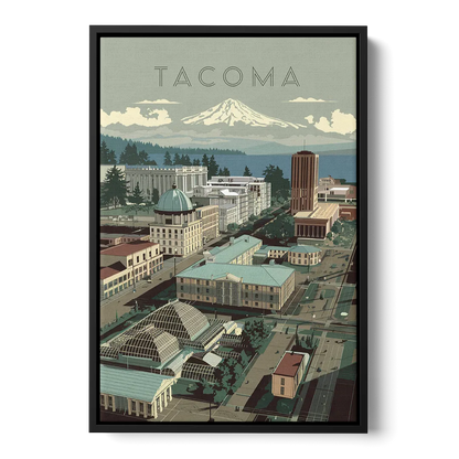 Tacoma Historic Landmarks Front - Black Canvas Wall Art