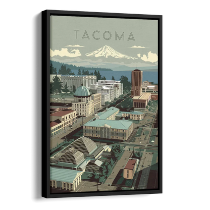 Tacoma Historic Landmarks Side - Black Canvas Wall Art
