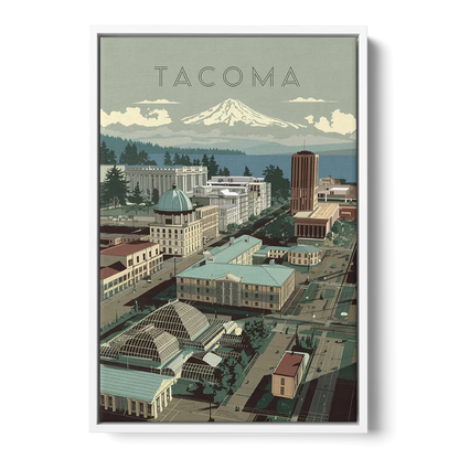 Tacoma Historic Landmarks Front - White Canvas Wall Art