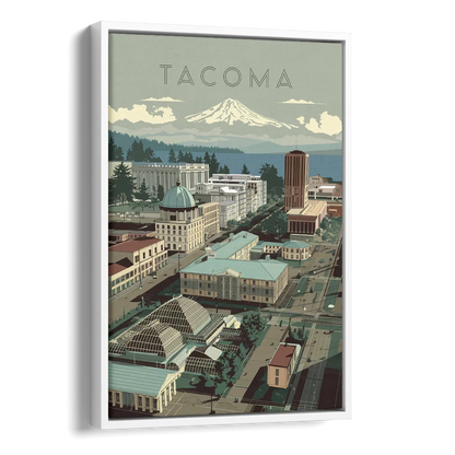 Tacoma Historic Landmarks Side - White Canvas Wall Art