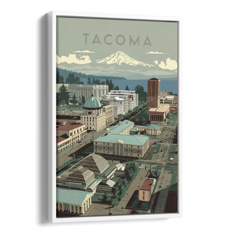 Tacoma Historic Landmarks Side - White Canvas Wall Art