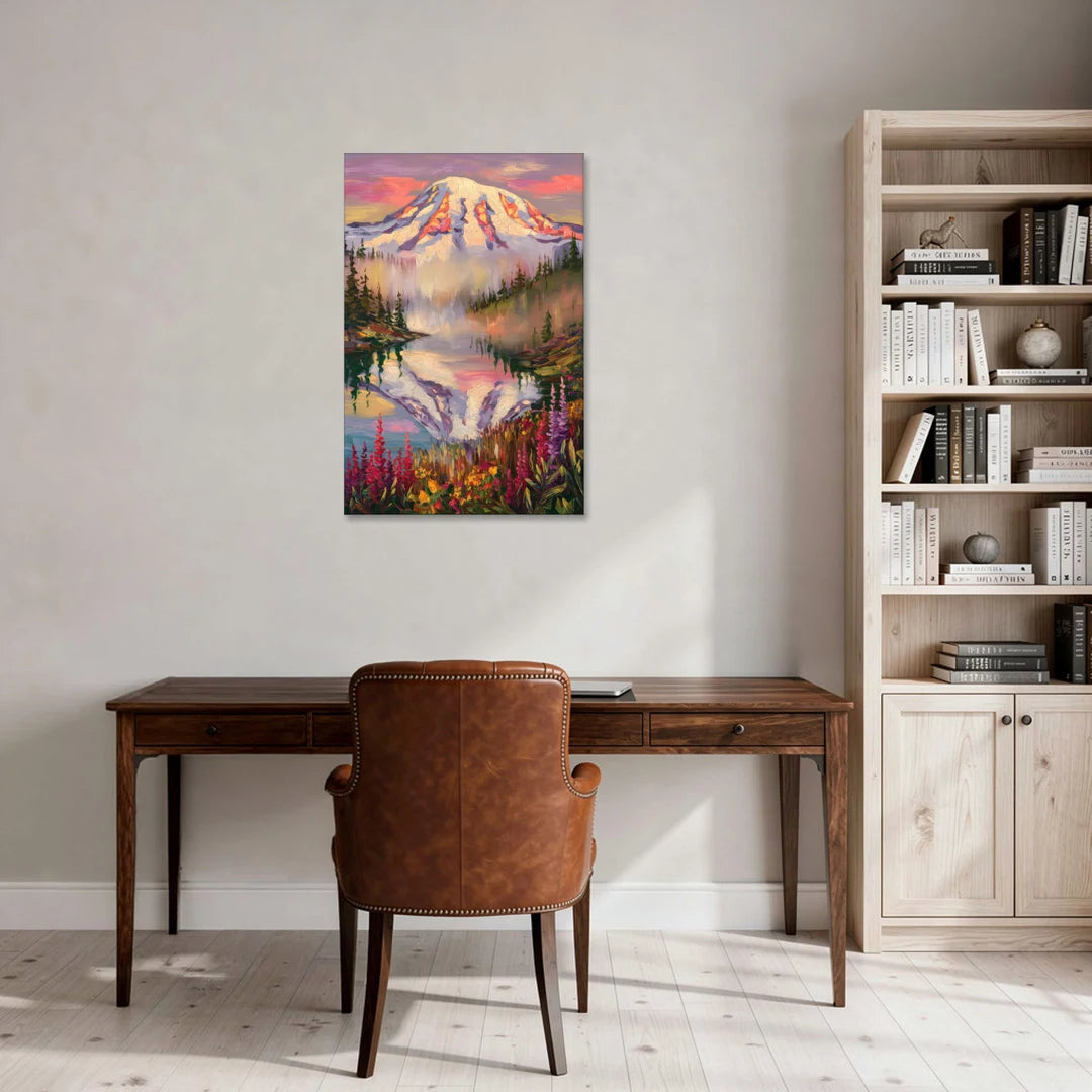Tacoma Mount Rainier Reflection - Canvas Wall Art - Office - 24x36