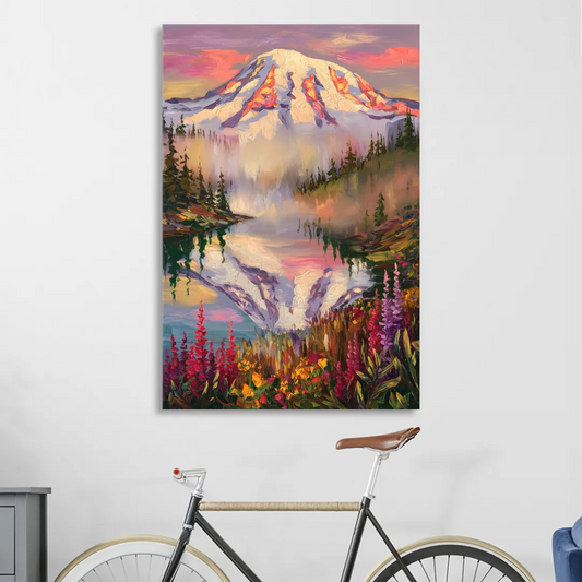 Tacoma Mount Rainier Reflection Living Room - Canvas Wall Art