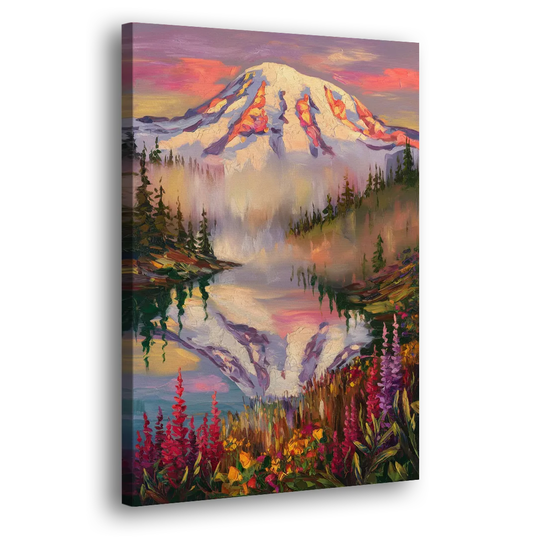 Tacoma Mount Rainier Reflection Side - Canvas Wall Art