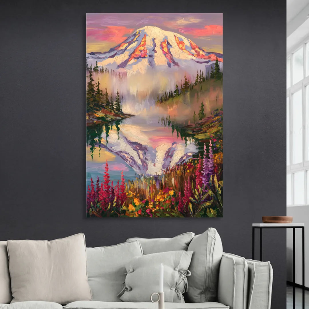Tacoma Mount Rainier Reflection Sitting Room - Canvas Wall Art