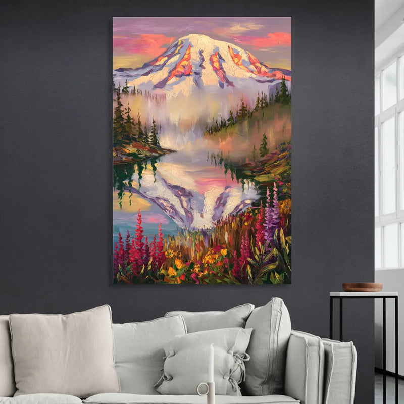 Tacoma Mount Rainier Reflection Sitting Room - Canvas Wall Art