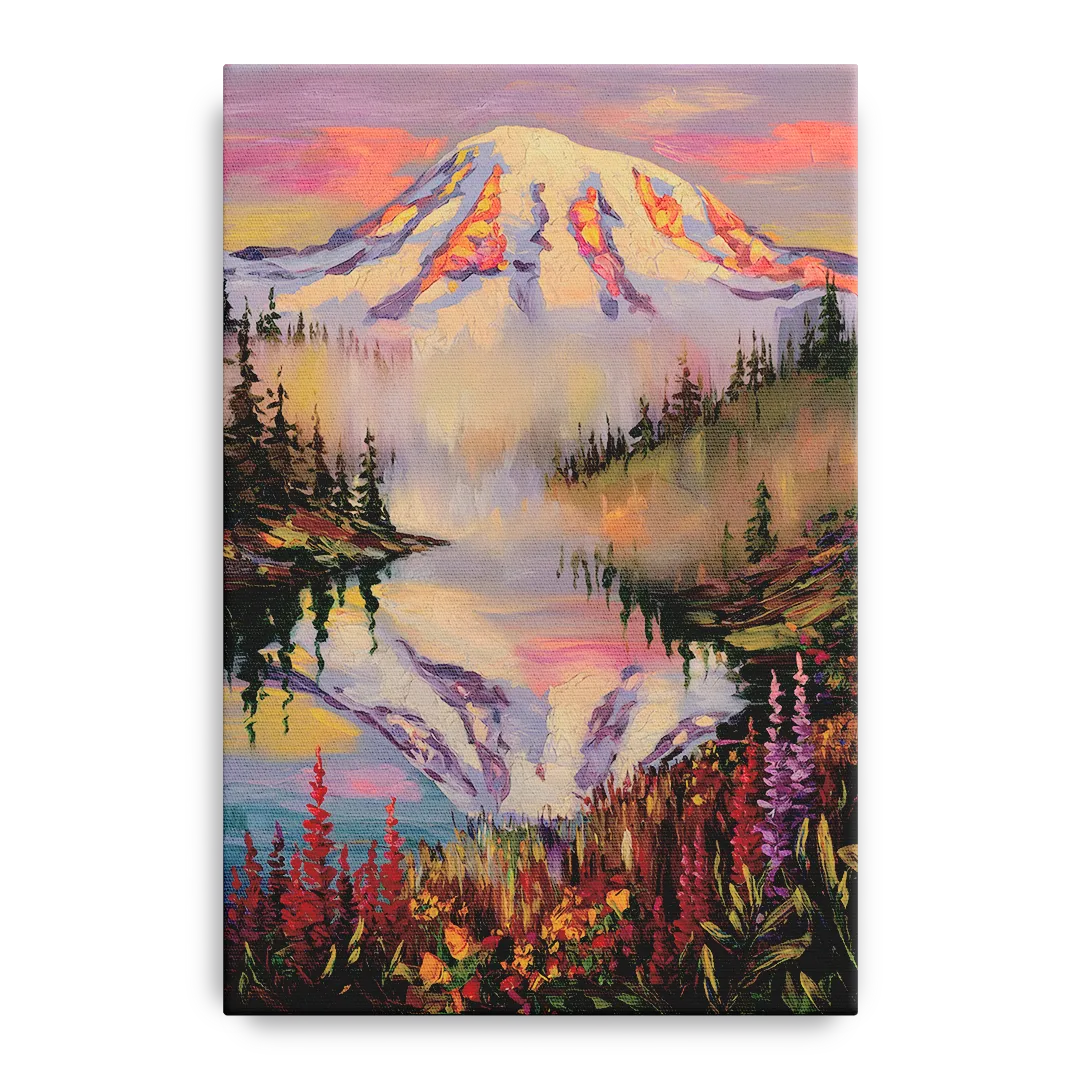 Tacoma Mount Rainier Reflection Front - Canvas Wall Art