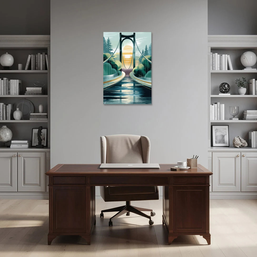 Tacoma Narrows Bridge Scene - Canvas Wall Art - Office - 24x36