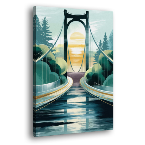 Tacoma Narrows Bridge Scene - Canvas Wall Art - Side
