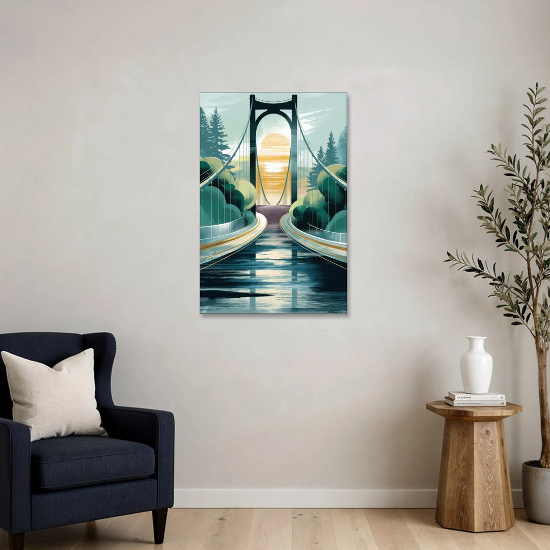Tacoma Narrows Bridge Scene - Canvas Wall Art - Sofa - 24x36