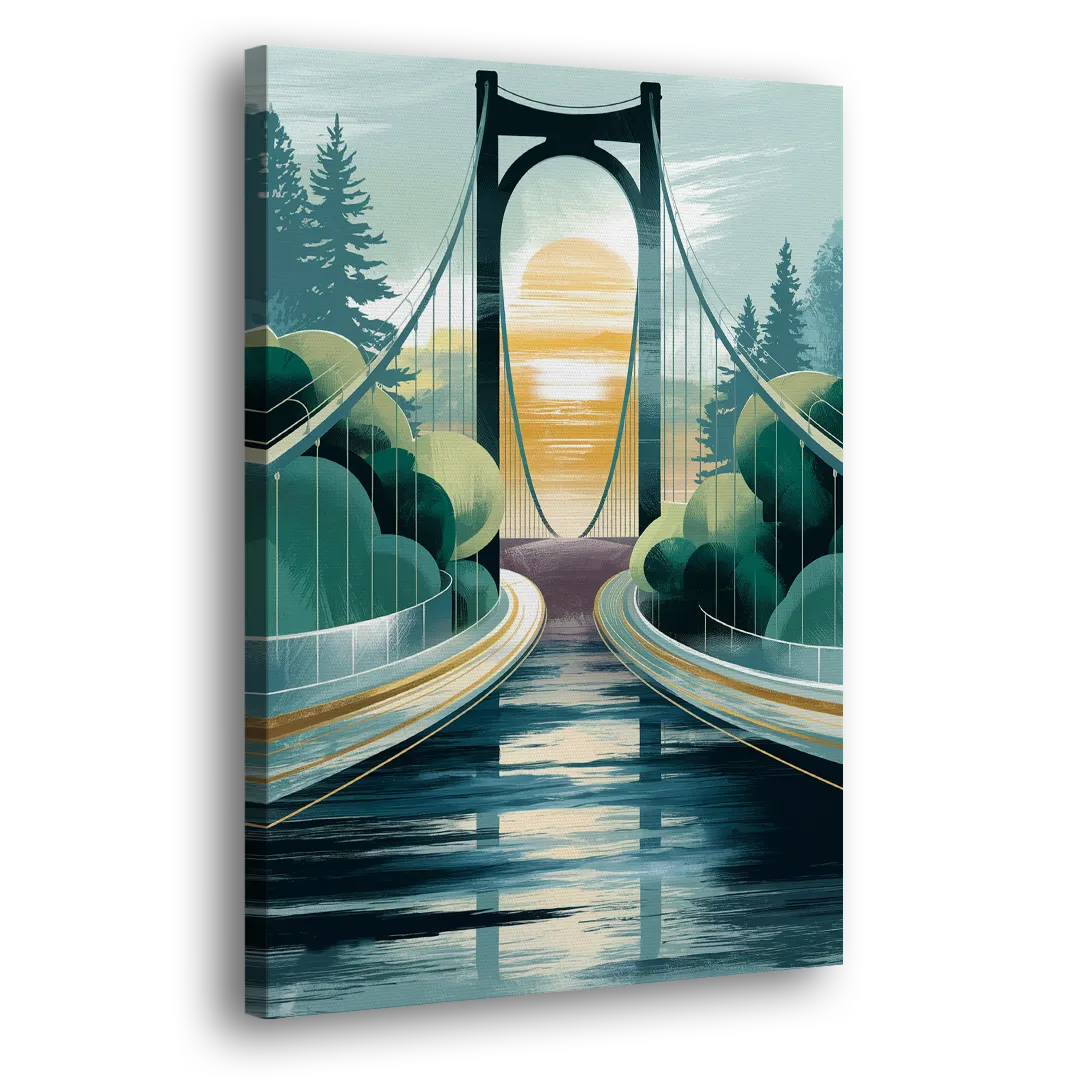 Tacoma Narrows Bridge Scene Side - Canvas Wall Art