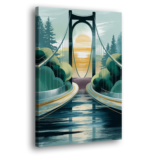 Tacoma Narrows Bridge Scene Side - Canvas Wall Art